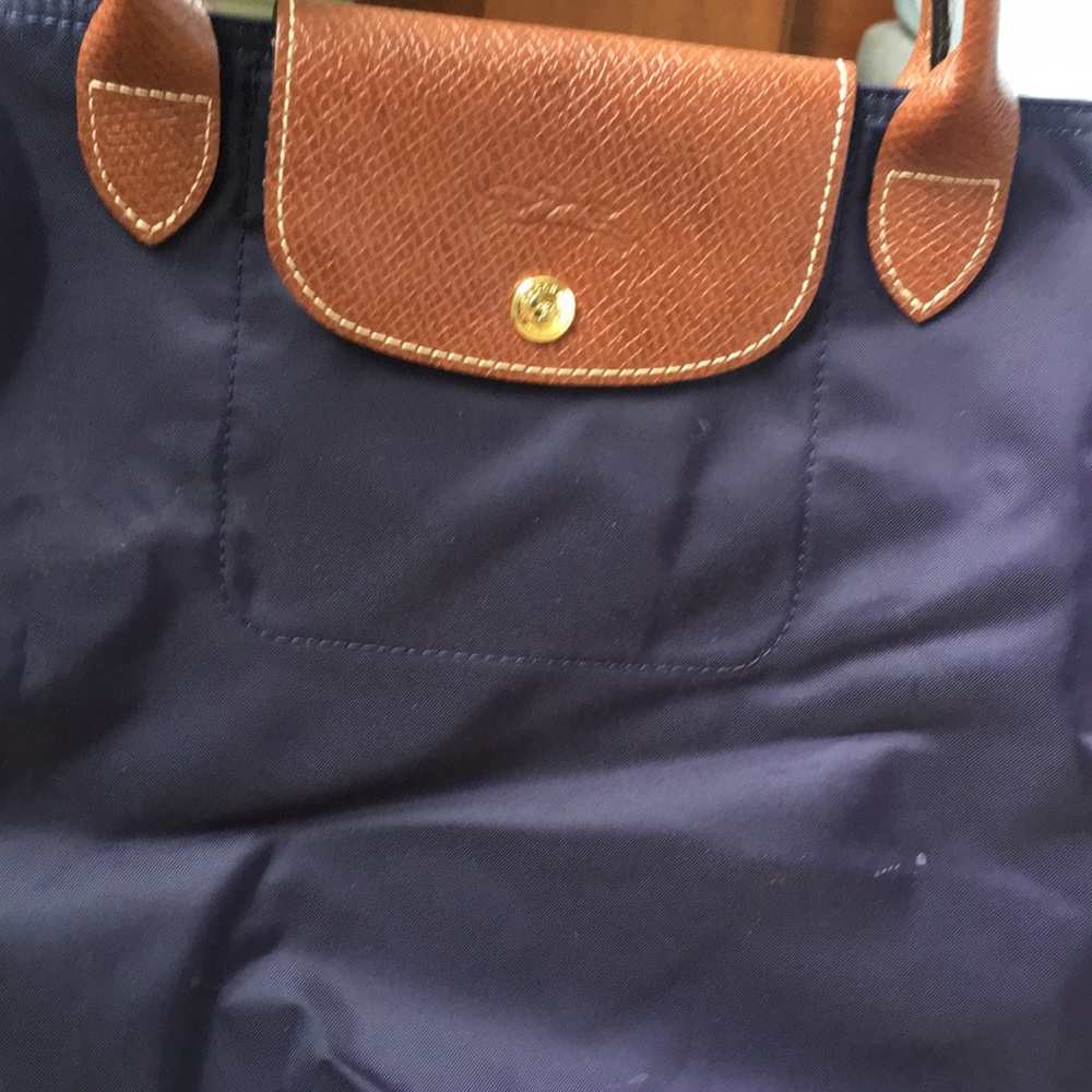 Longchamp eggplant colored zip tote